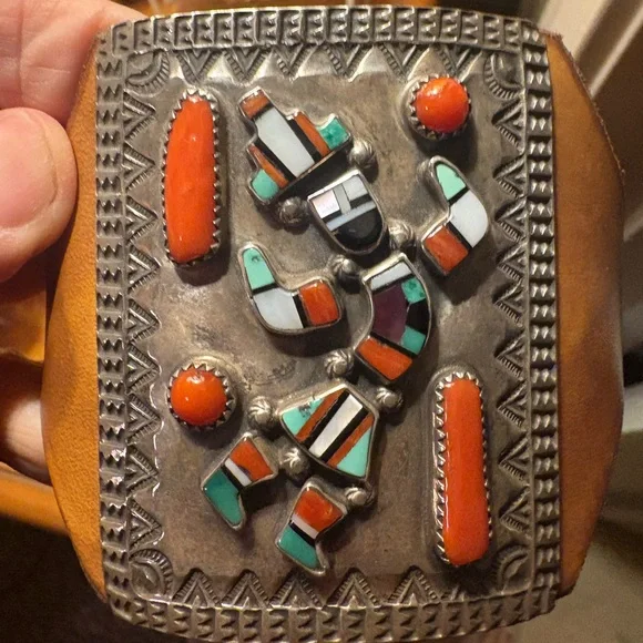 Ketoh cuff rainbow dancer with genuine Native American stones. - Picture 2 of 8